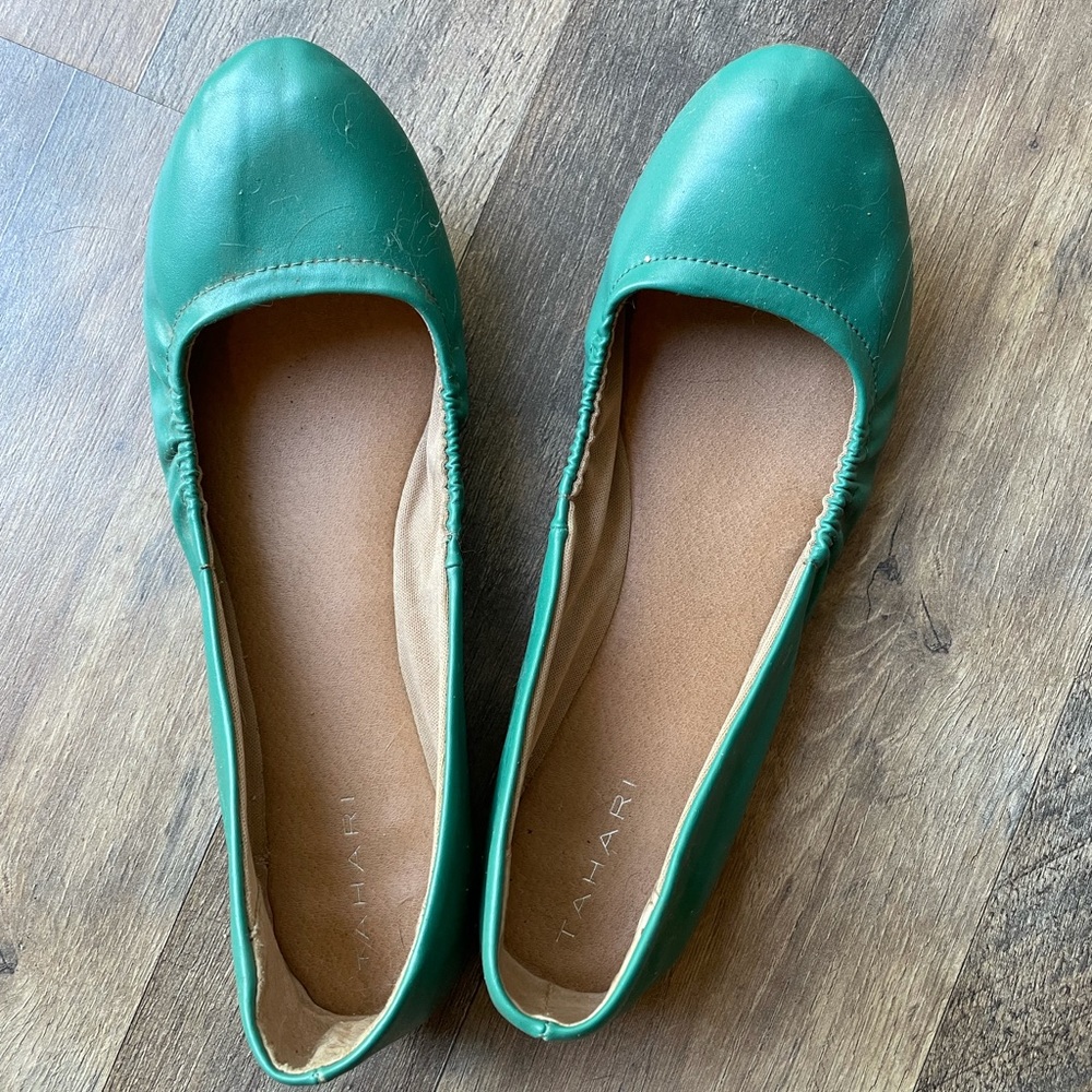 Teal ballet flats